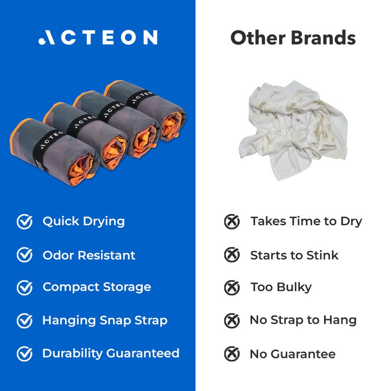 Acteon Quick Dry Microfiber Gym Towel, 4 Pack Odor-Free, Super Absorbent Workout Towels, Body Sweat - Image 2